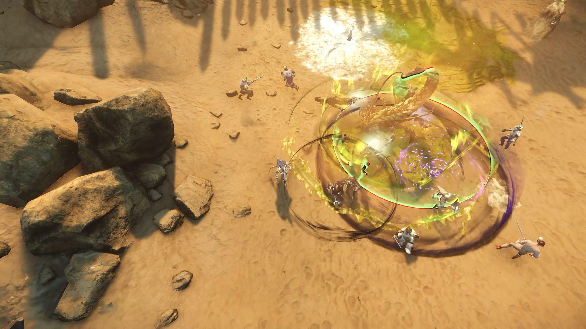 Example of lethal acid circle targeting a player during the Worm raid