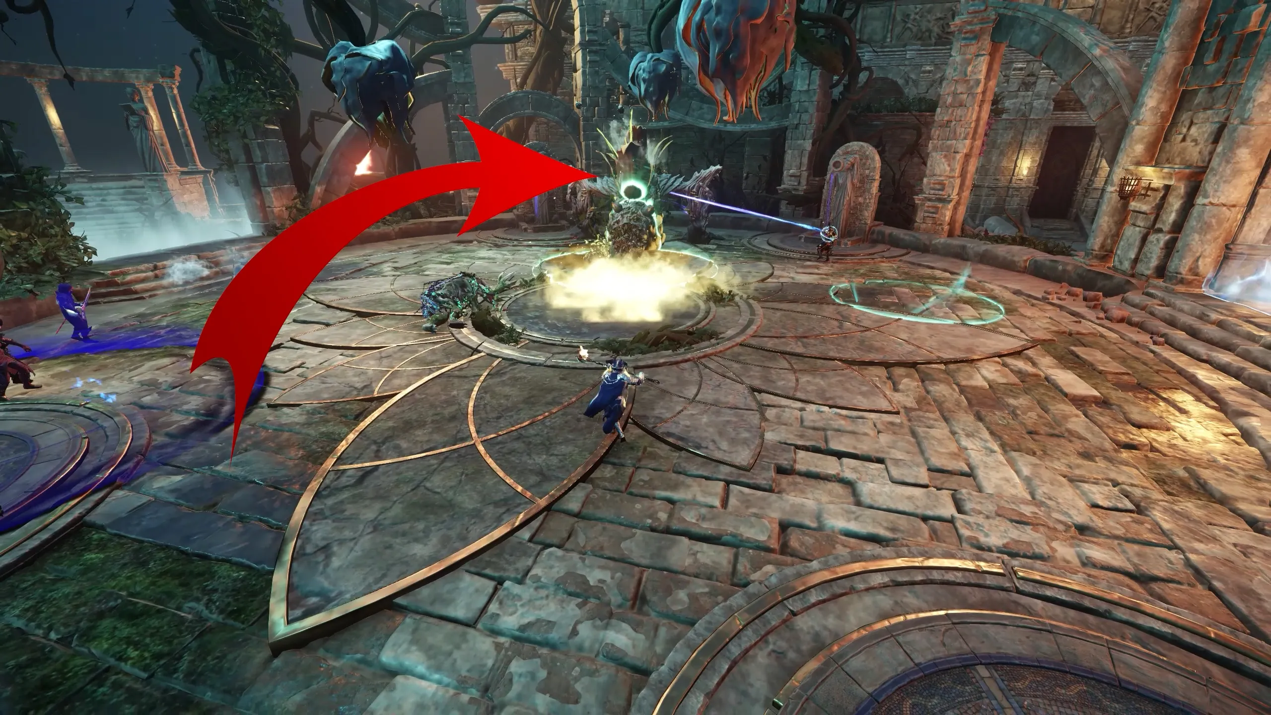 Flower blooming on Medusa’s back launching projectiles