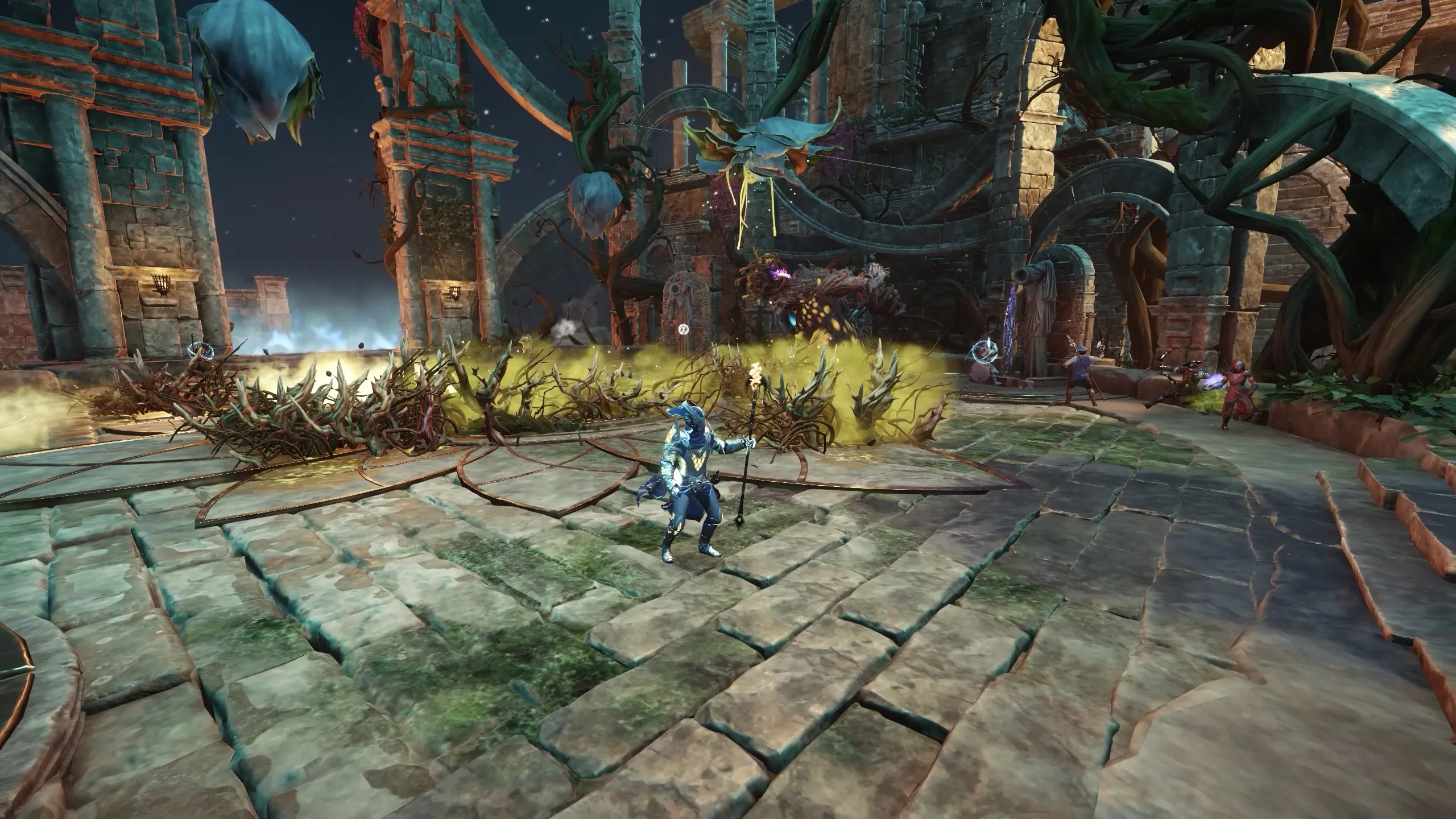 Barbs left on the ground after flower projectiles