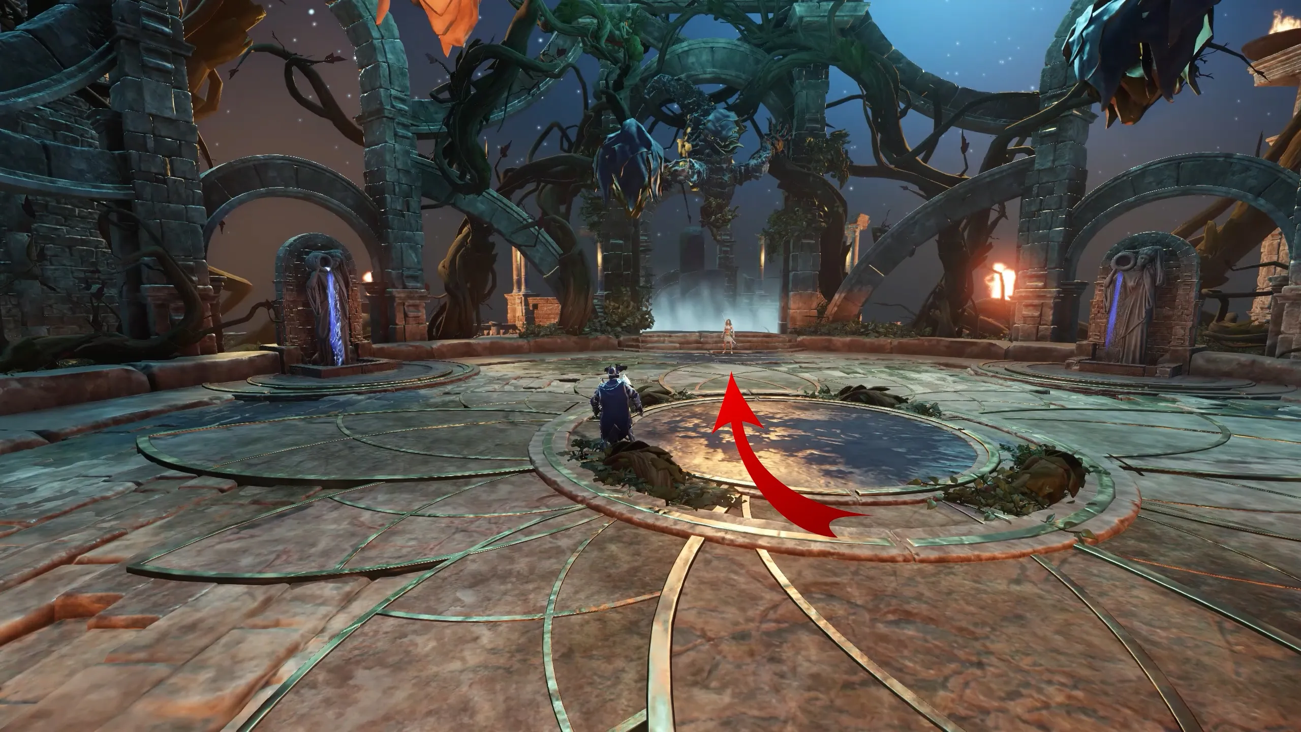 Medusa slamming down as she enters the arena