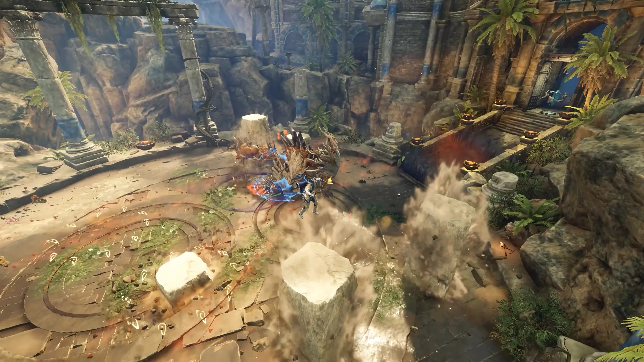 Player being launched onto a pillar during the Echidna fight