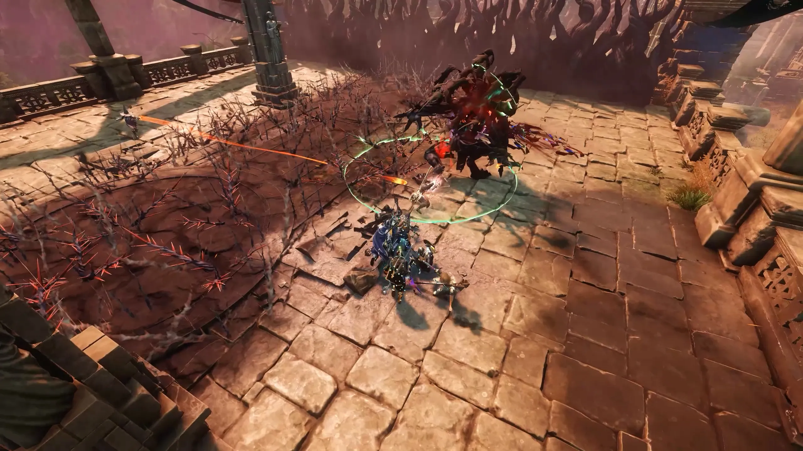 Typhon lunging forward with a bite attack