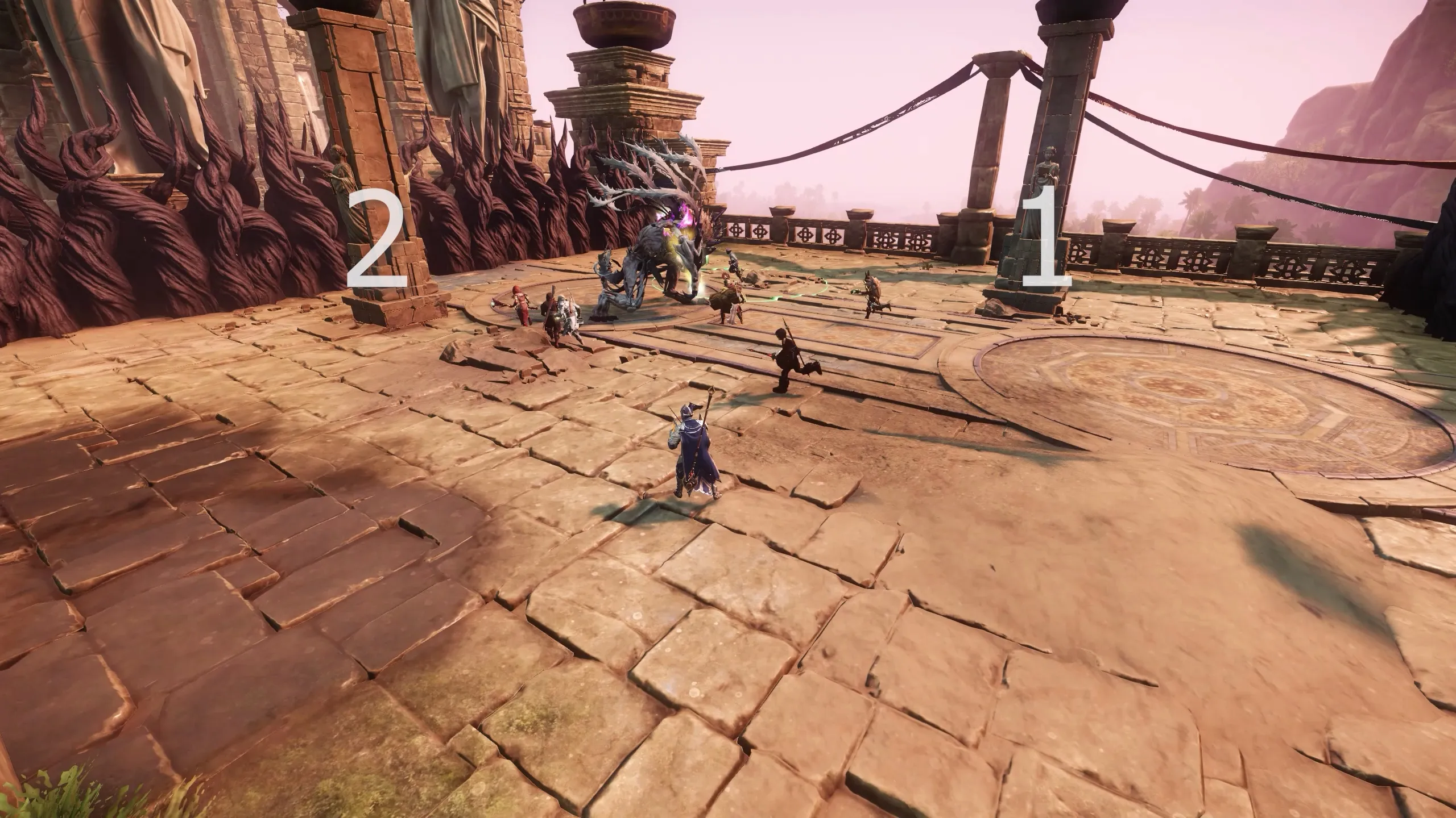 Final phase of the Typhon fight with only two pillars remaining